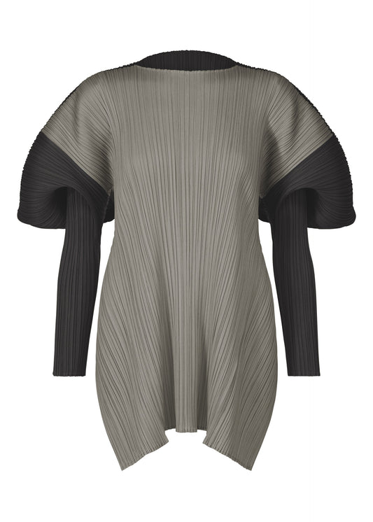 A product shot of the PLEATS PLEASE ISSEY MIYAKE SQUARE tunic in grey (12).