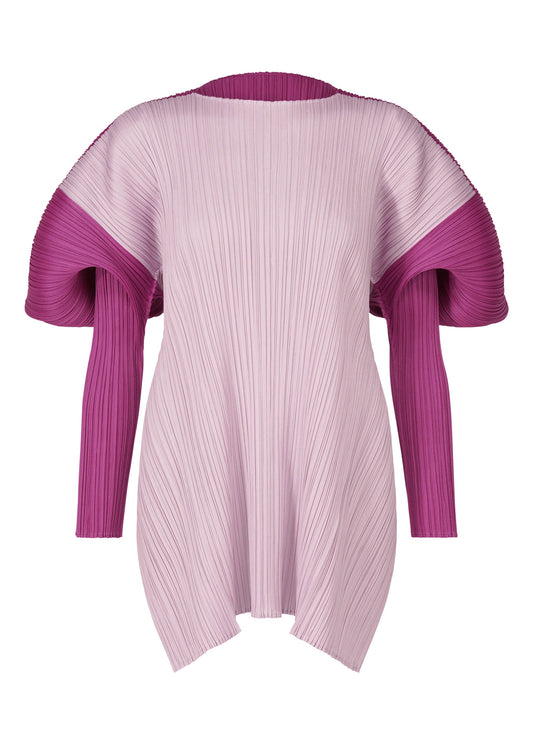 A product shot of the PLEATS PLEASE ISSEY MIYAKE SQUARE tunic in light pink (20).
