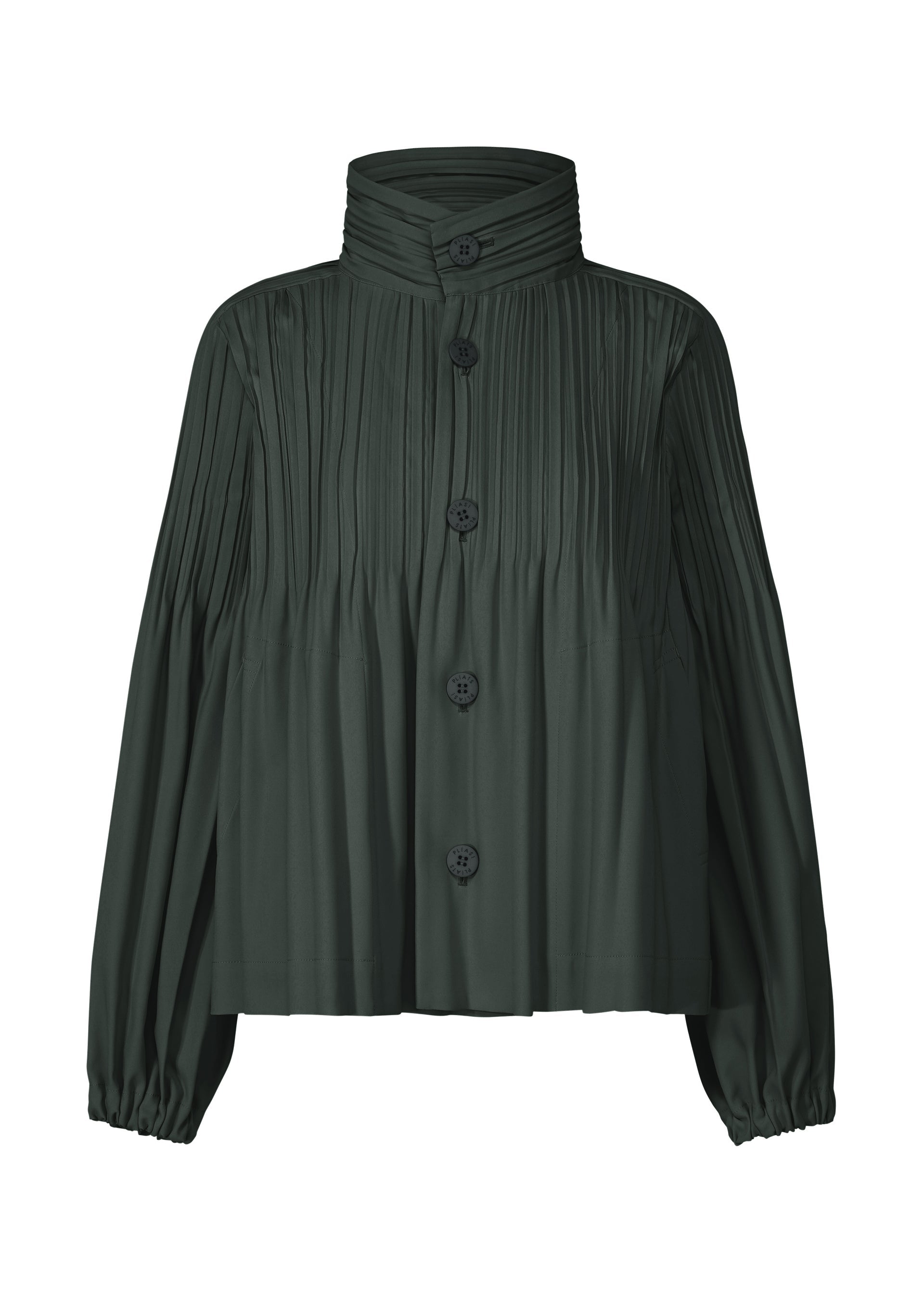A product shot of the PLEATS PLEASE ISSEY MIYAKE SMOOTH COAT jacket in charcoal (17).