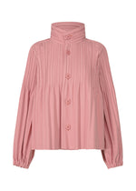 A product shot of the PLEATS PLEASE ISSEY MIYAKE SMOOTH COAT jacket in rose pink (28).