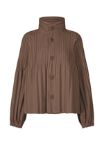 A product shot of the PLEATS PLEASE ISSEY MIYAKE SMOOTH COAT jacket in brown (44).