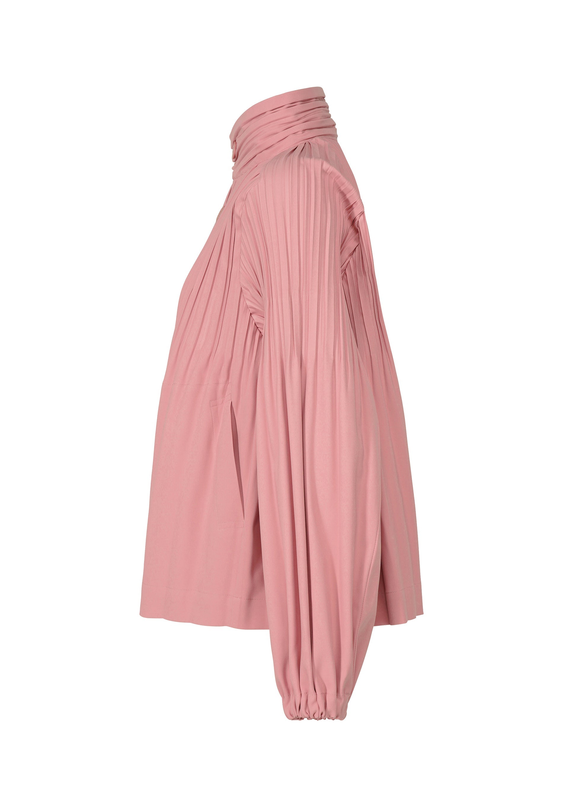 A detail shot of the PLEATS PLEASE ISSEY MIYAKE SMOOTH COAT jacket.
