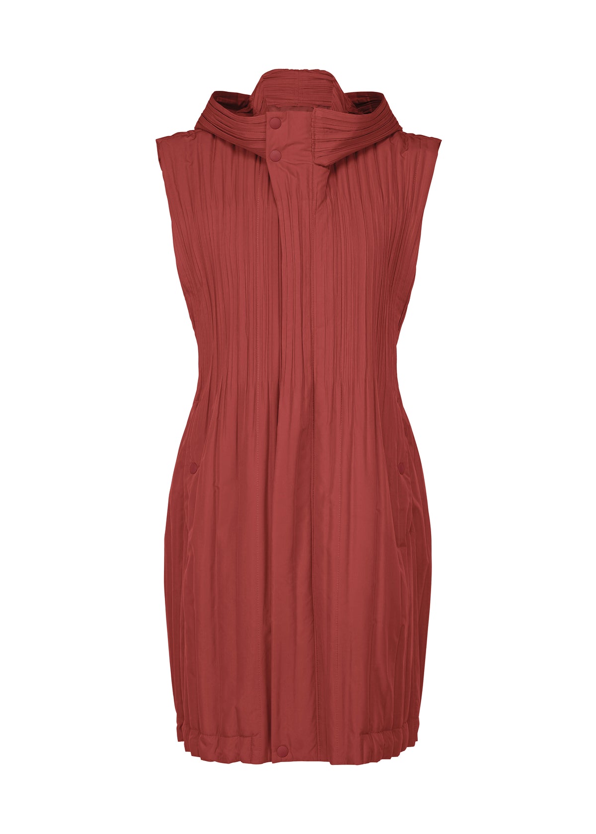 PADDED PLEATS COAT Vest Brown Red