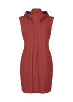 PADDED PLEATS COAT Vest Brown Red