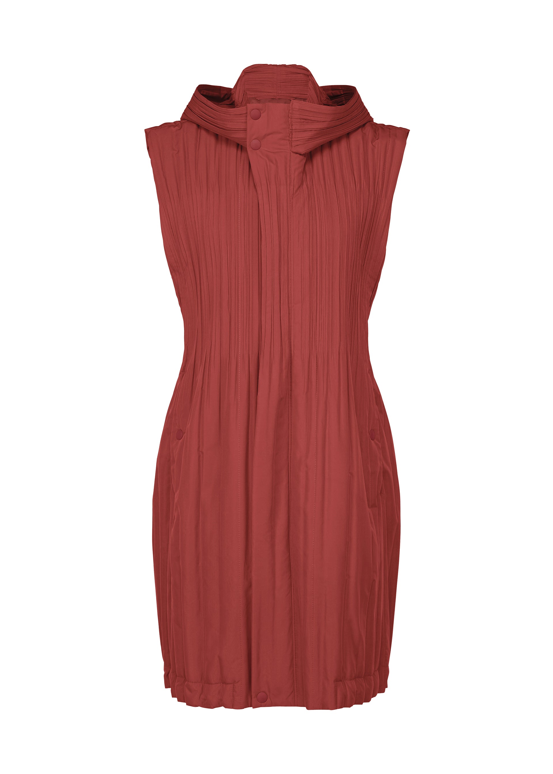 PADDED PLEATS COAT Vest Brown Red