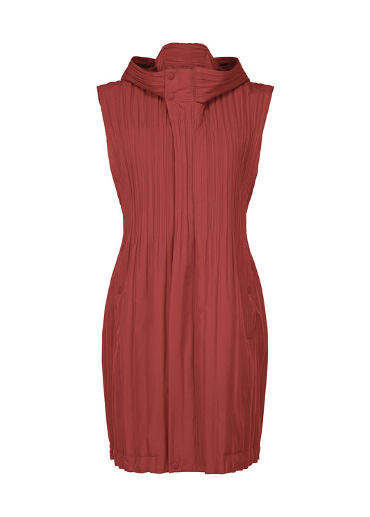 PADDED PLEATS COAT Vest Brown Red