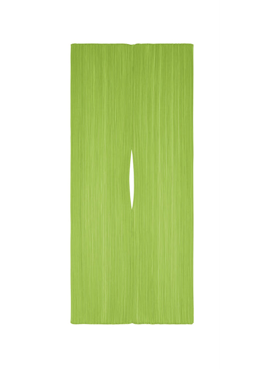 A product shot of the PLEATS PLEASE ISSEY MIYAKE MADAME T AUGUST stole in yellow green (58).