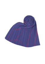 A detail shot of the PLEATS PLEASE ISSEY MIYAKE PAUSE MADAME T stole.