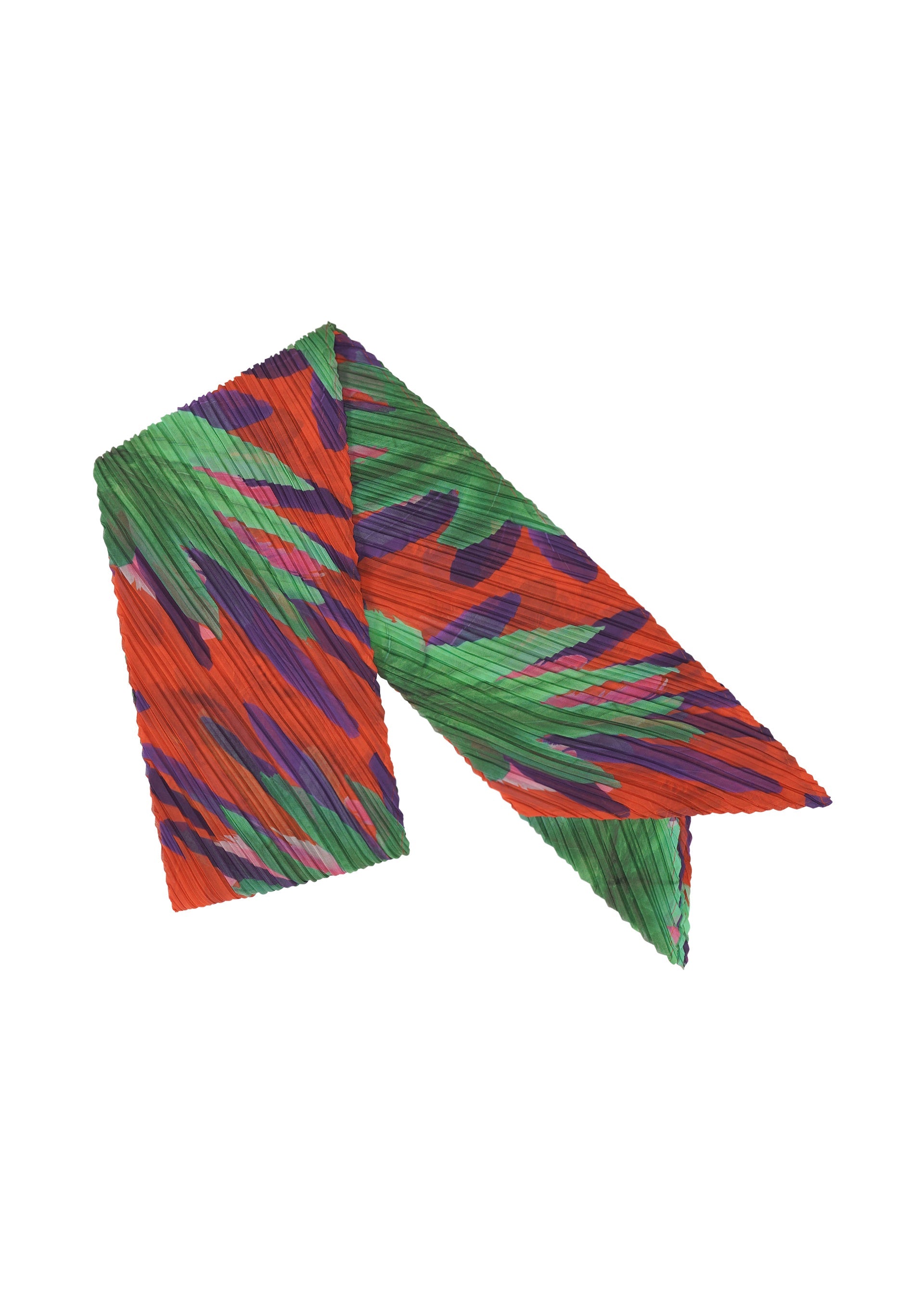 A product shot of the PLEATS PLEASE ISSEY MIYAKE CARNIVAL SCARF stole in red (24).