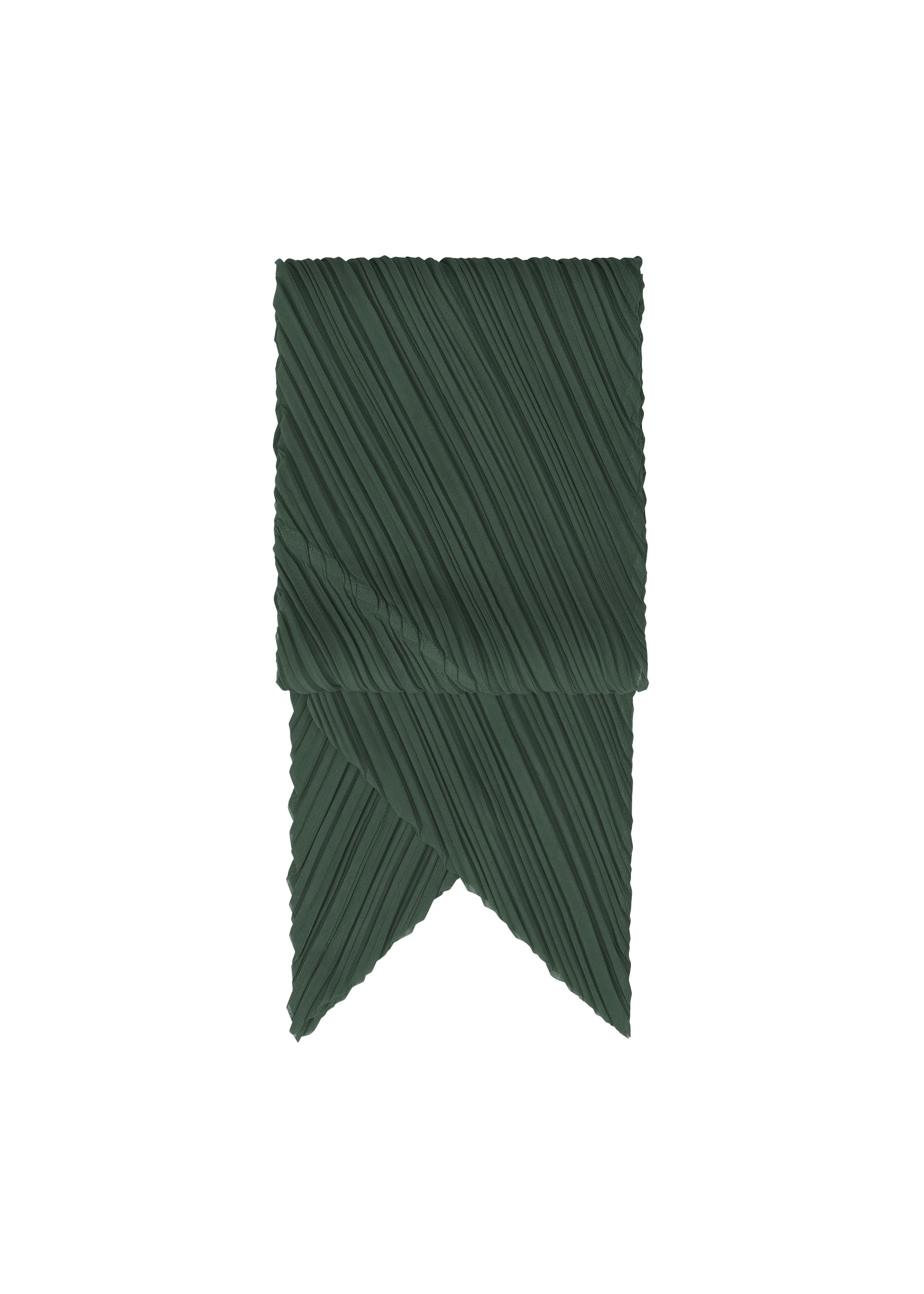 A product shot of the PLEATS PLEASE ISSEY MIYAKE O SCARF DECEMBER accessories in forest green (64).