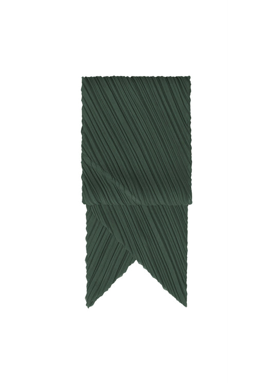 A product shot of the PLEATS PLEASE ISSEY MIYAKE O SCARF DECEMBER accessories in forest green (64).