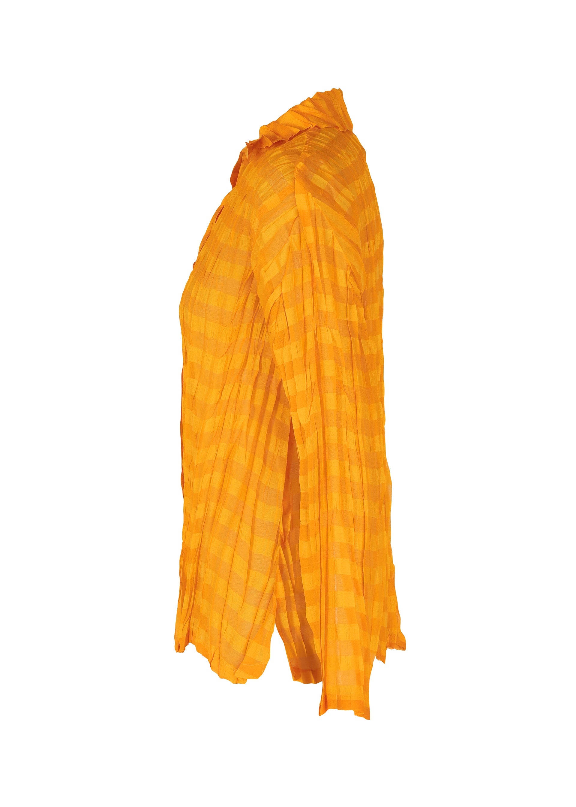 A detail shot of the PLEATS PLEASE ISSEY MIYAKE TWISTED BORDER SHIRT shirt.