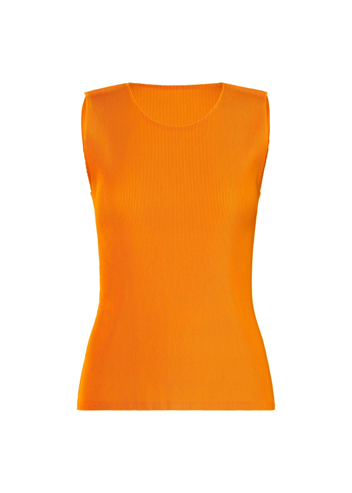 A product shot of the PLEATS PLEASE ISSEY MIYAKE MIST APRIL shirt in mandarin orange (34).