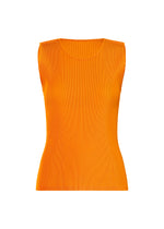 A product shot of the PLEATS PLEASE ISSEY MIYAKE MIST APRIL shirt in mandarin orange (34).