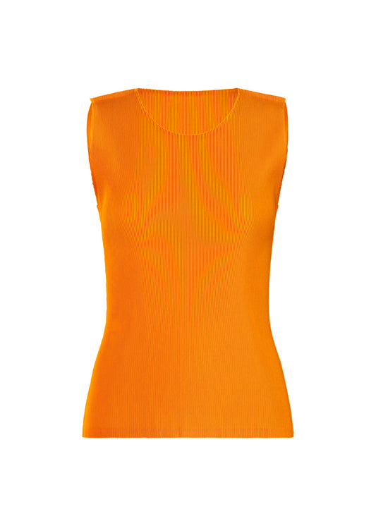 A product shot of the PLEATS PLEASE ISSEY MIYAKE MIST APRIL shirt in mandarin orange (34).