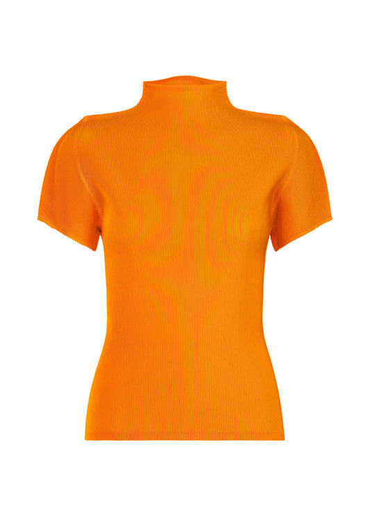 A product shot of the PLEATS PLEASE ISSEY MIYAKE MIST APRIL shirt in mandarin orange (34).