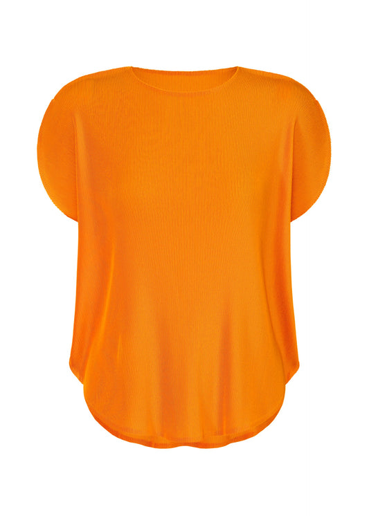 A product shot of the PLEATS PLEASE ISSEY MIYAKE MIST APRIL shirt in mandarin orange (34).