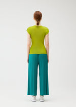 A model wears the PLEATS PLEASE ISSEY MIYAKE MIST JUNE mist-june-shirt-bright-pink-2.