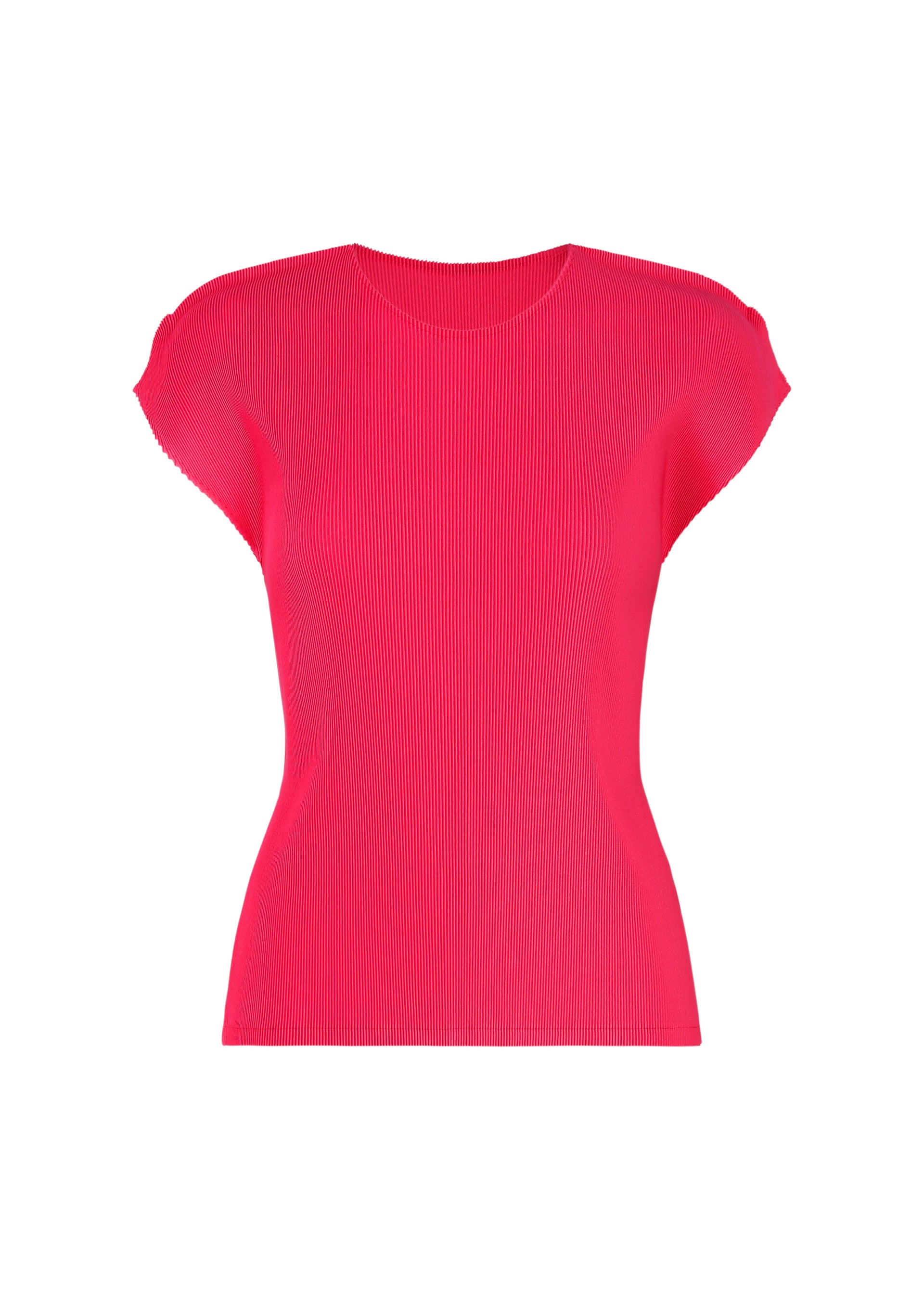 A product shot of the PLEATS PLEASE ISSEY MIYAKE MIST JUNE shirt in bright pink.