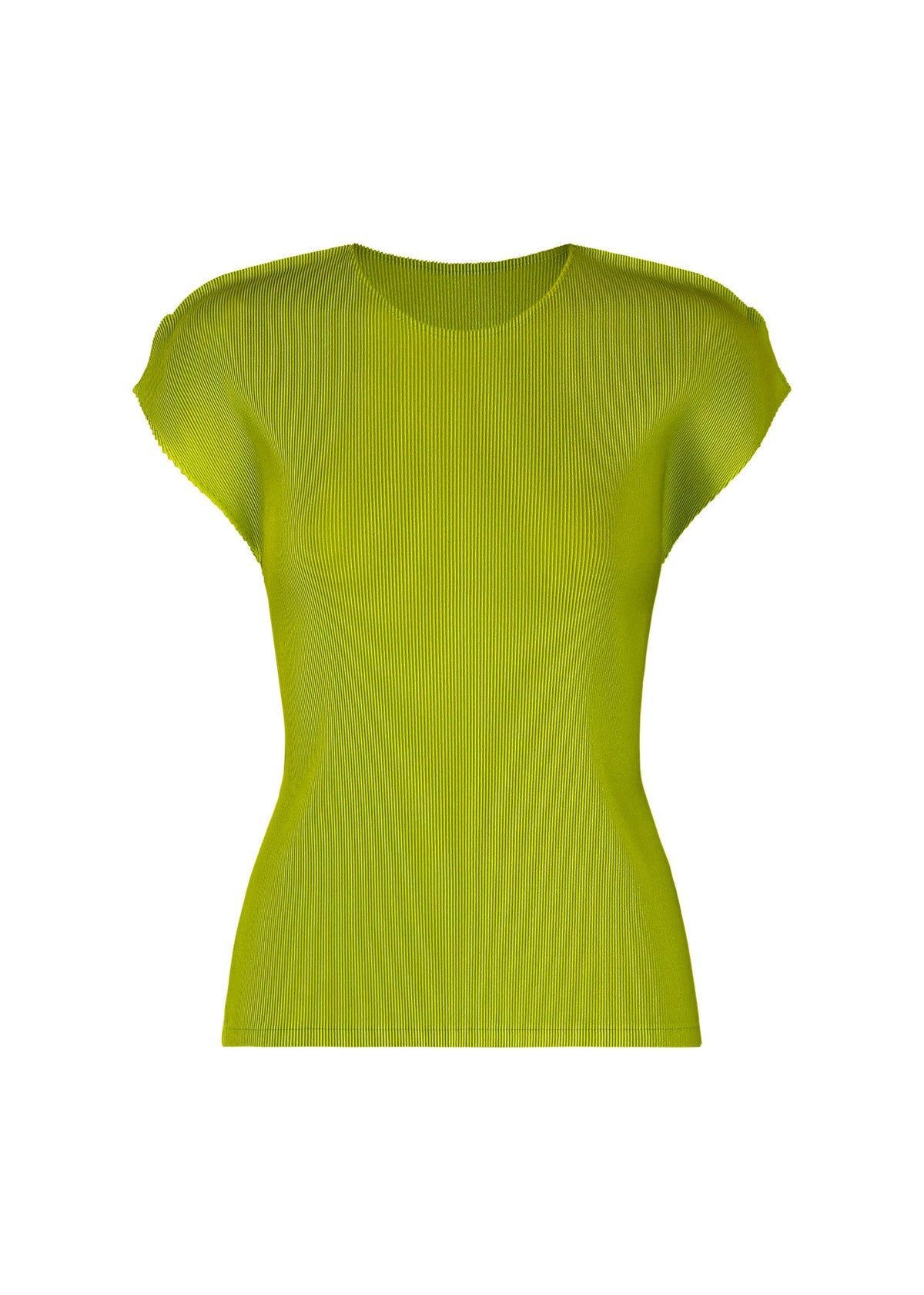 A product shot of the PLEATS PLEASE ISSEY MIYAKE MIST JUNE shirt in yellow green.