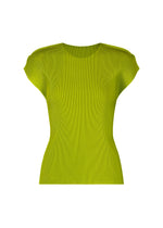 A product shot of the PLEATS PLEASE ISSEY MIYAKE MIST JUNE shirt in yellow green.