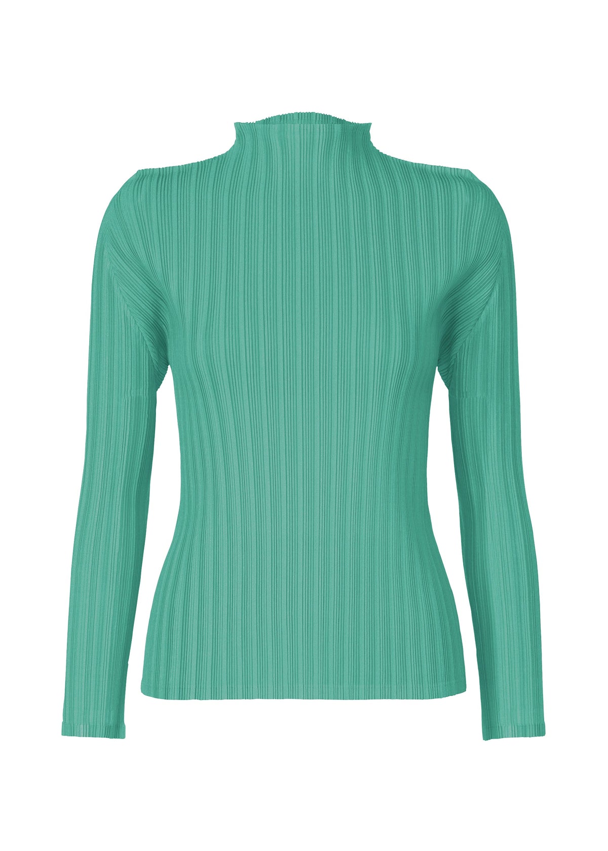 A product shot of the PLEATS PLEASE ISSEY MIYAKE RIB PLEATS FEBRUARY shirt in turquoise green (66).