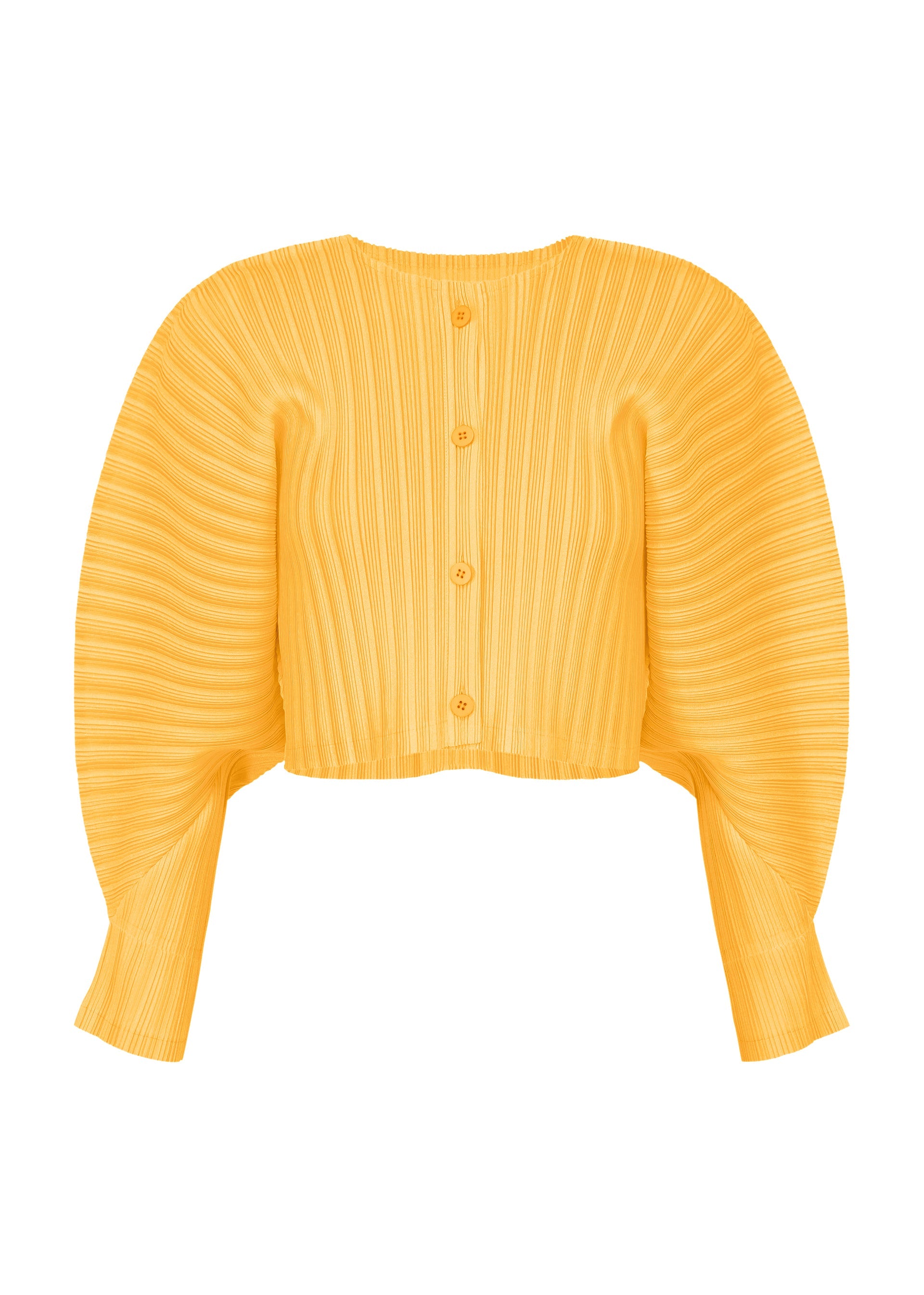 A product shot of the PLEATS PLEASE ISSEY MIYAKE RIB PLEATS JANUARY clothing in yellow (52).