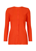 A product shot of the PLEATS PLEASE ISSEY MIYAKE RIB PLEATS FEBRUARY cardigan in red (24).