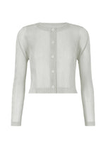 A product shot of the PLEATS PLEASE ISSEY MIYAKE TATAMI APRIL cardigan in cool grey (11).
