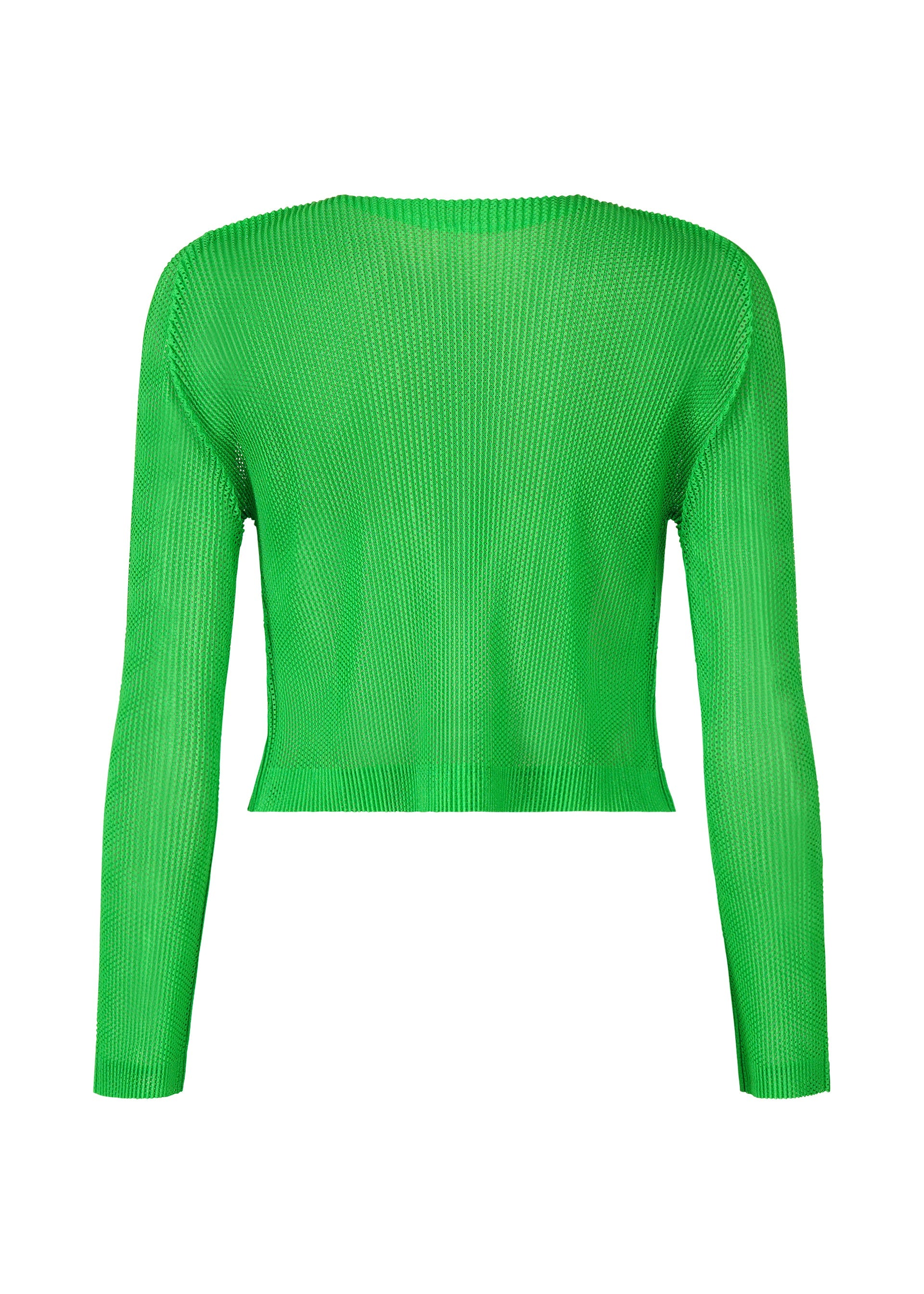 A detail shot of the PLEATS PLEASE ISSEY MIYAKE TATAMI APRIL cardigan.