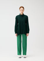 A model wears the PLEATS PLEASE ISSEY MIYAKE FLOAT COAT cardigan.