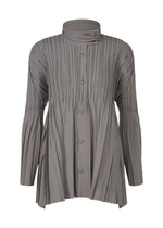 A product shot of the PLEATS PLEASE ISSEY MIYAKE FLOAT COAT cardigan in grey (12).