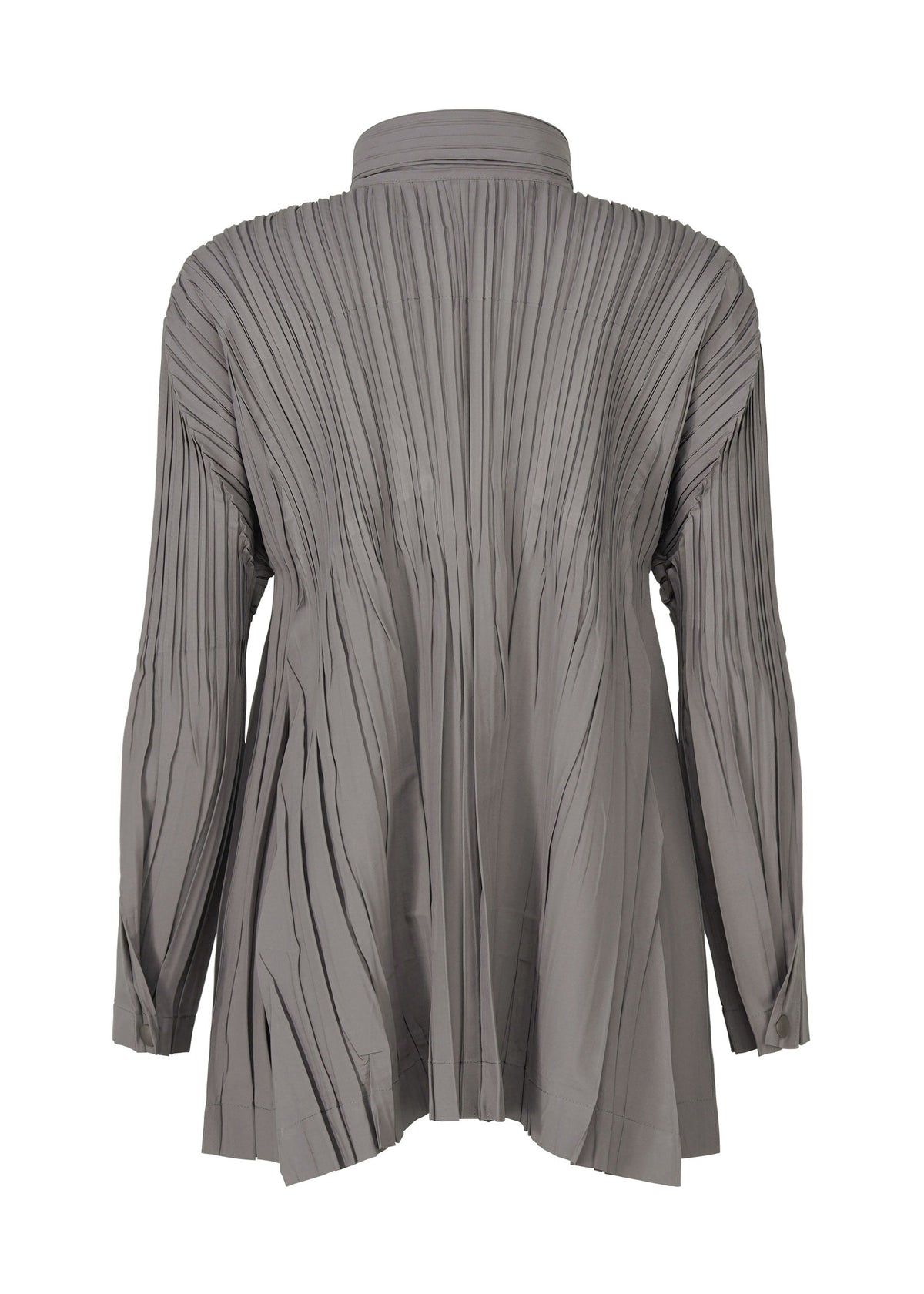 A detail shot of the PLEATS PLEASE ISSEY MIYAKE FLOAT COAT cardigan.