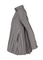 A detail shot of the PLEATS PLEASE ISSEY MIYAKE FLOAT COAT cardigan.