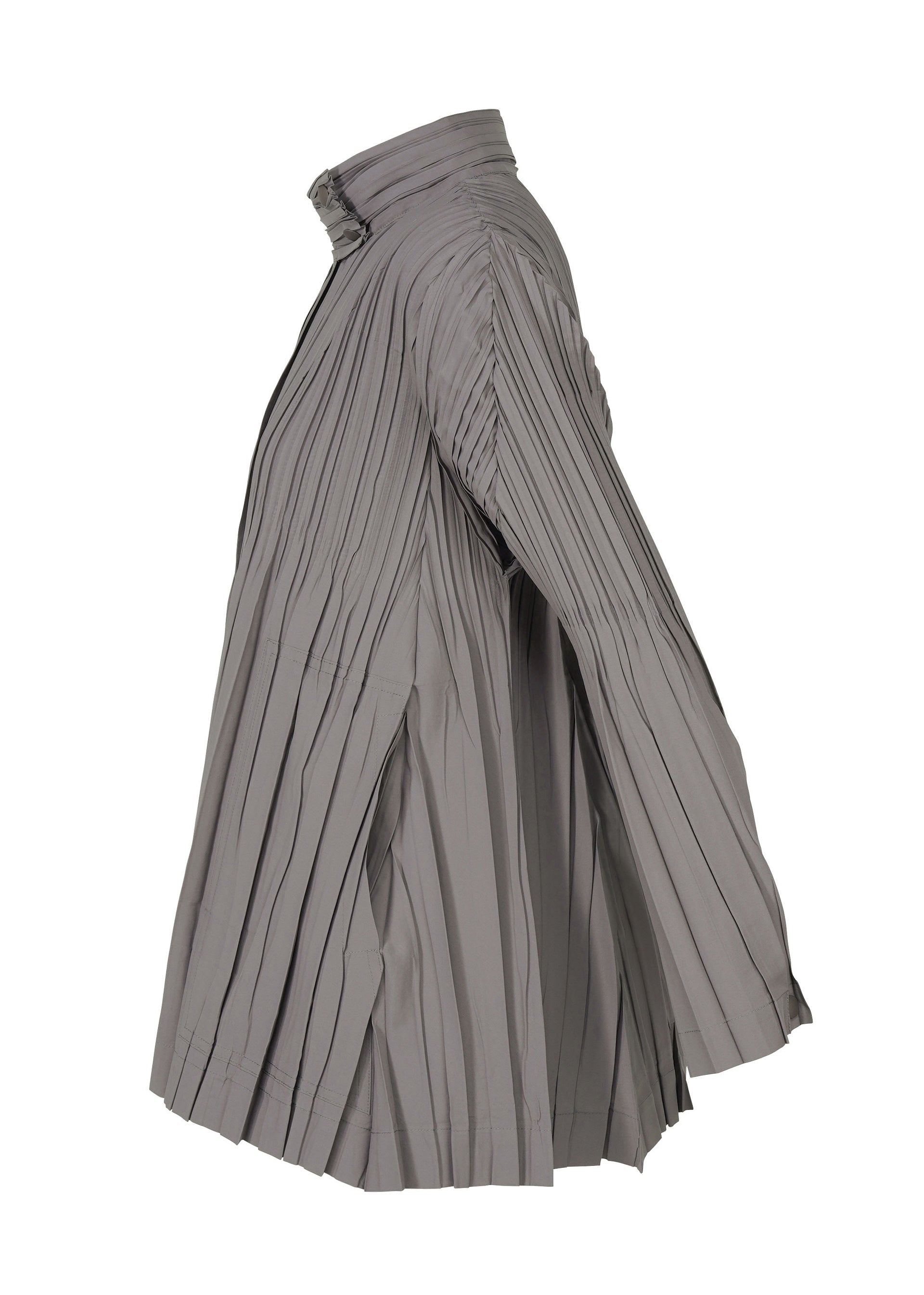 A detail shot of the PLEATS PLEASE ISSEY MIYAKE FLOAT COAT cardigan.