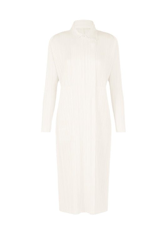 A product shot of the PLEATS PLEASE ISSEY MIYAKE MONTHLY COLORS FEBRUARY coat in white (01).