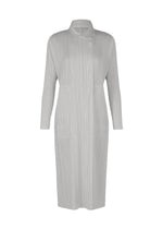 A product shot of the PLEATS PLEASE ISSEY MIYAKE MONTHLY COLORS FEBRUARY coat in light grey (10).
