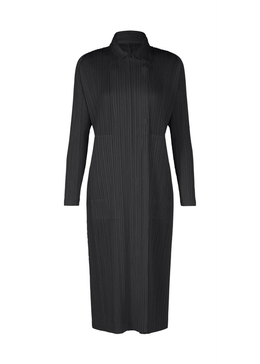 A product shot of the PLEATS PLEASE ISSEY MIYAKE MONTHLY COLORS FEBRUARY coat in black (15).