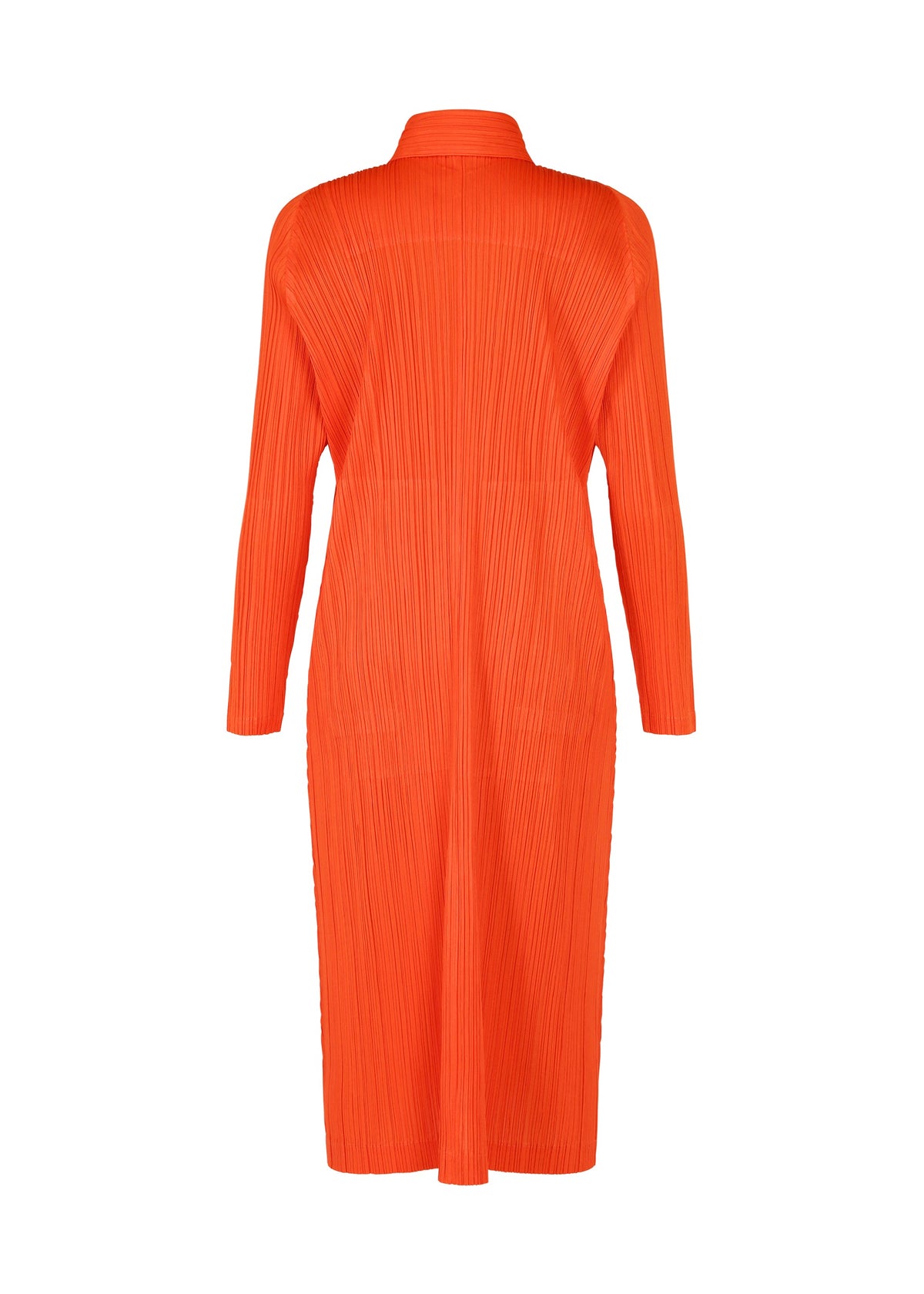 A detail shot of the PLEATS PLEASE ISSEY MIYAKE MONTHLY COLORS FEBRUARY coat.