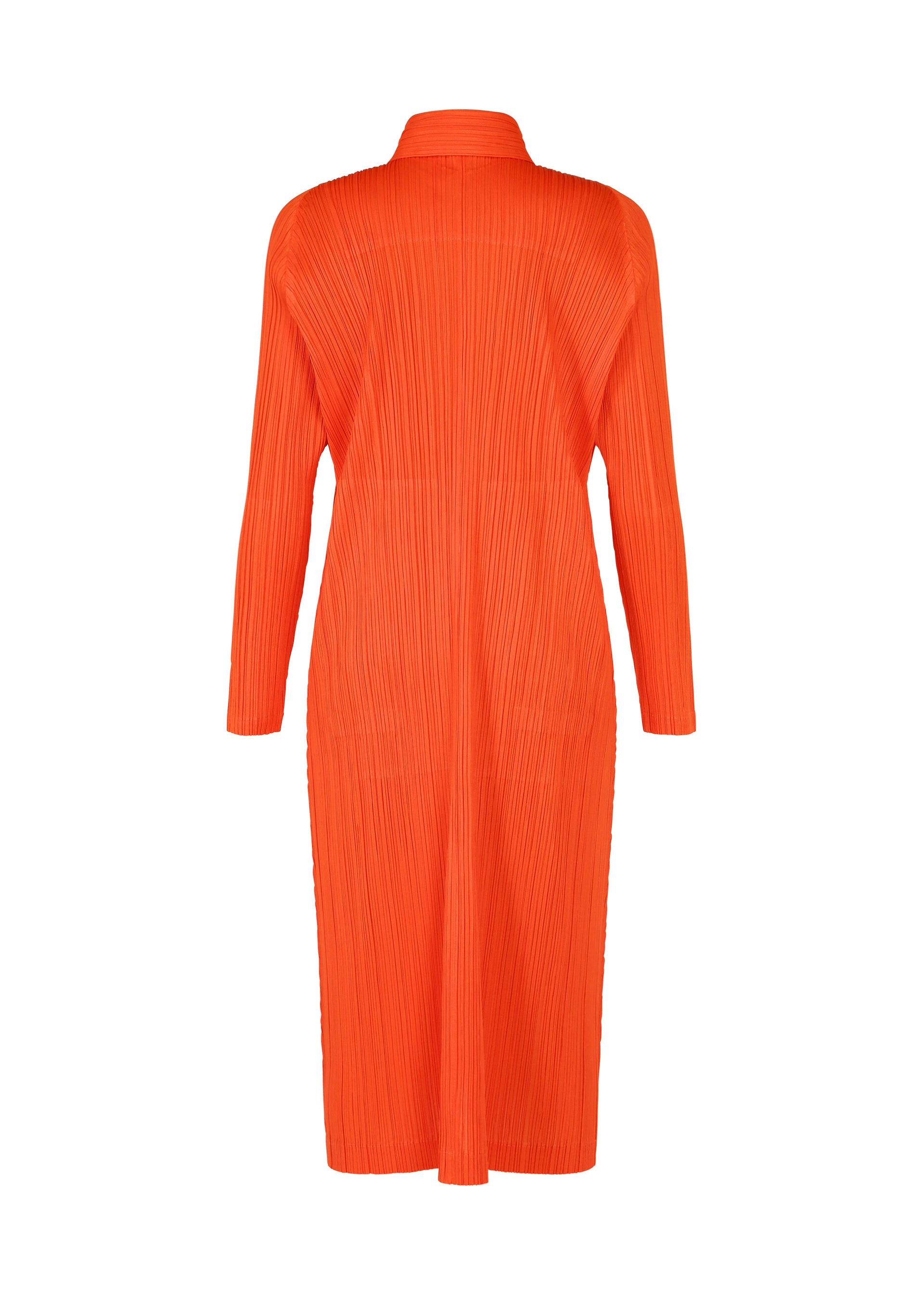 A detail shot of the PLEATS PLEASE ISSEY MIYAKE MONTHLY COLORS FEBRUARY coat.