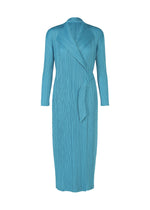 A product shot of the PLEATS PLEASE ISSEY MIYAKE FACADE coat in saxe blue (77).