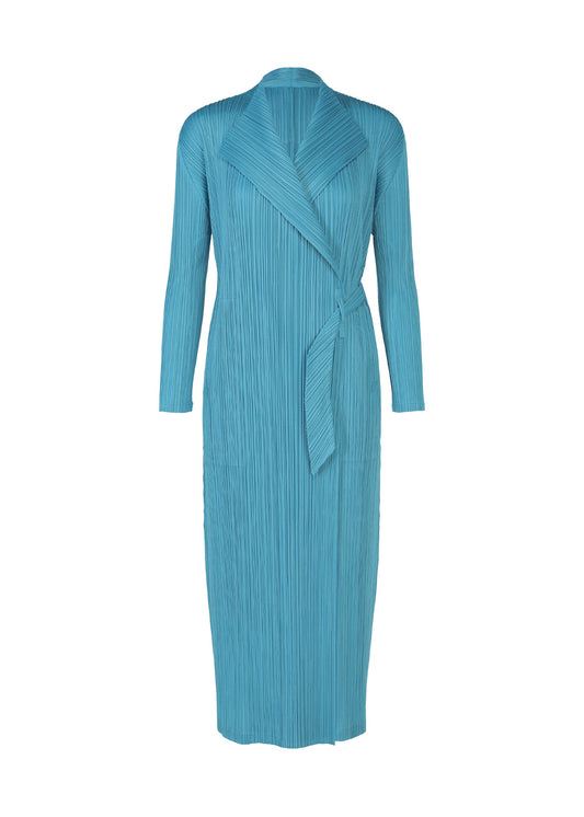 A product shot of the PLEATS PLEASE ISSEY MIYAKE FACADE coat in saxe blue (77).