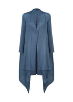 A product shot of the PLEATS PLEASE ISSEY MIYAKE CITY FRAME coat in blue grey (13).