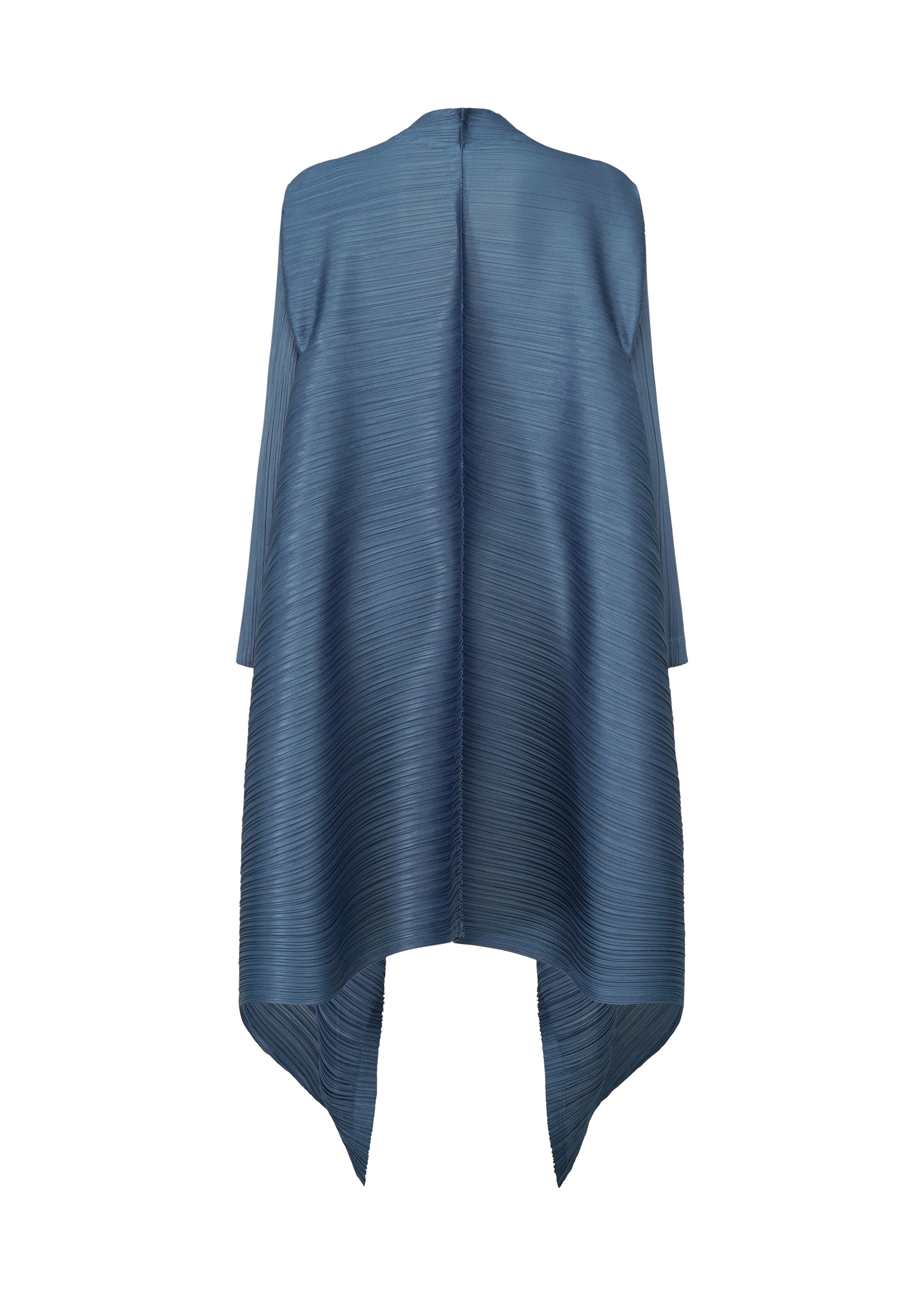 A detail shot of the PLEATS PLEASE ISSEY MIYAKE CITY FRAME coat.