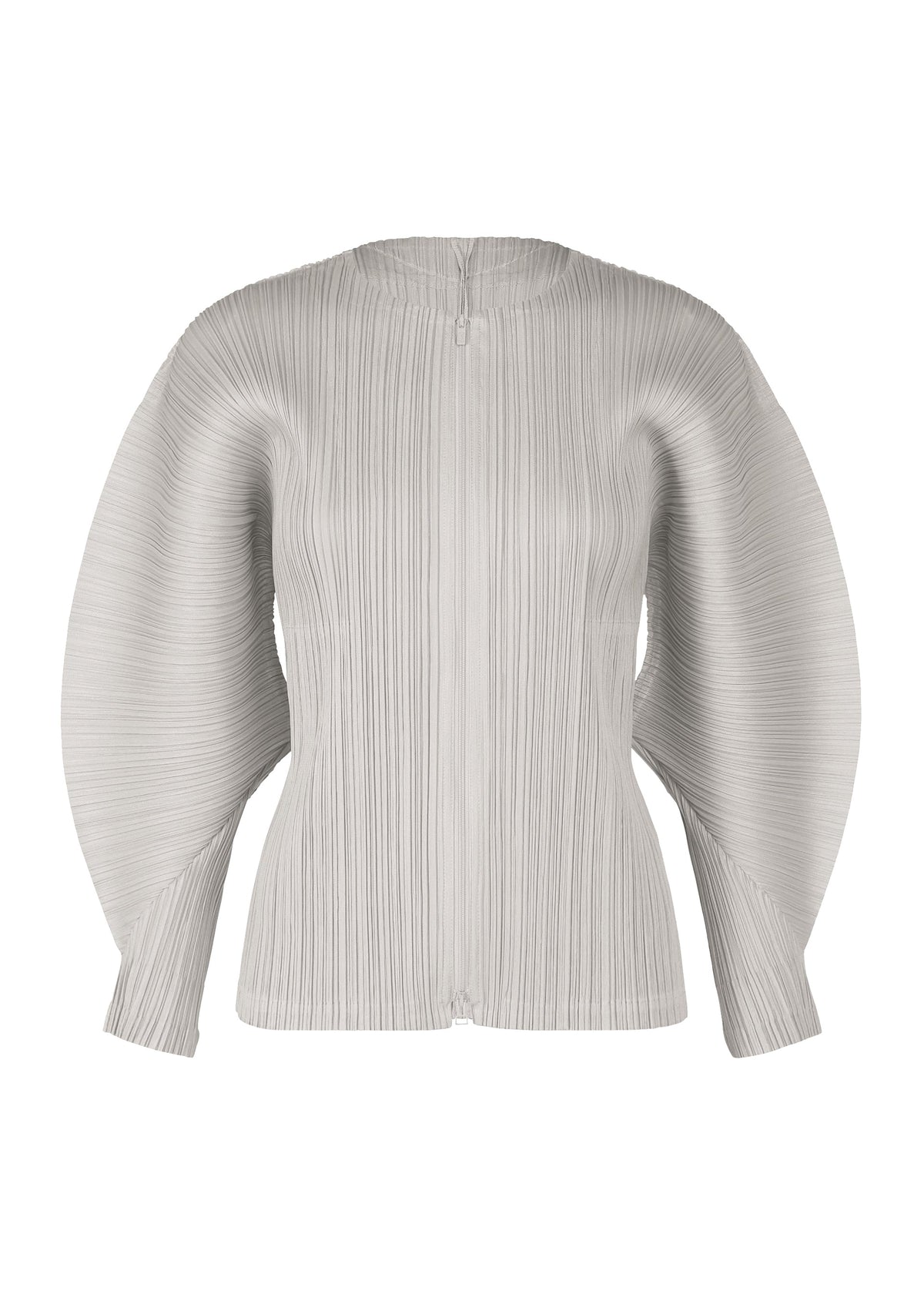 A product shot of the PLEATS PLEASE ISSEY MIYAKE MONTHLY COLORS APRIL jacket in cool grey (11).