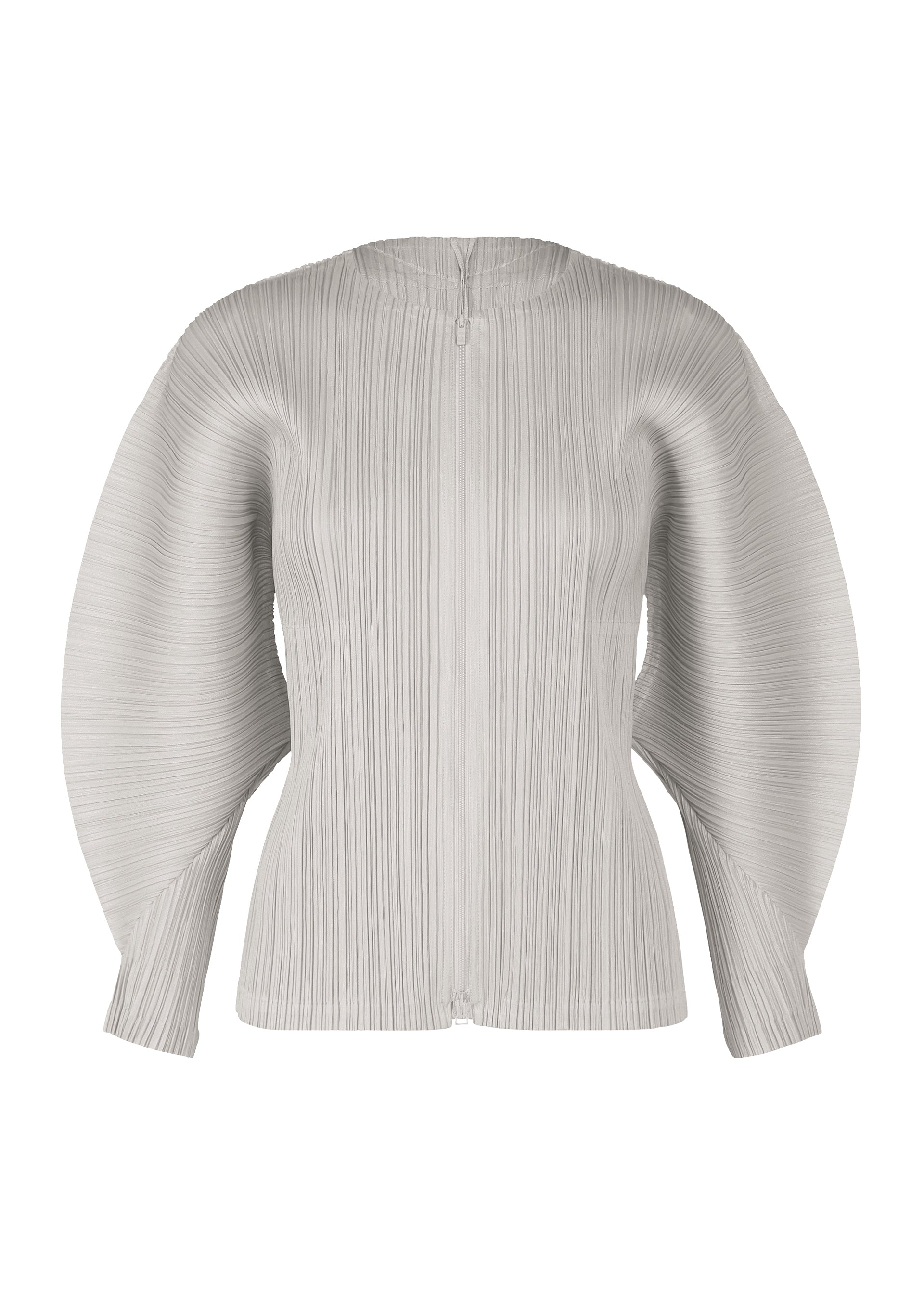 A product shot of the PLEATS PLEASE ISSEY MIYAKE MONTHLY COLORS APRIL jacket in cool grey (11).