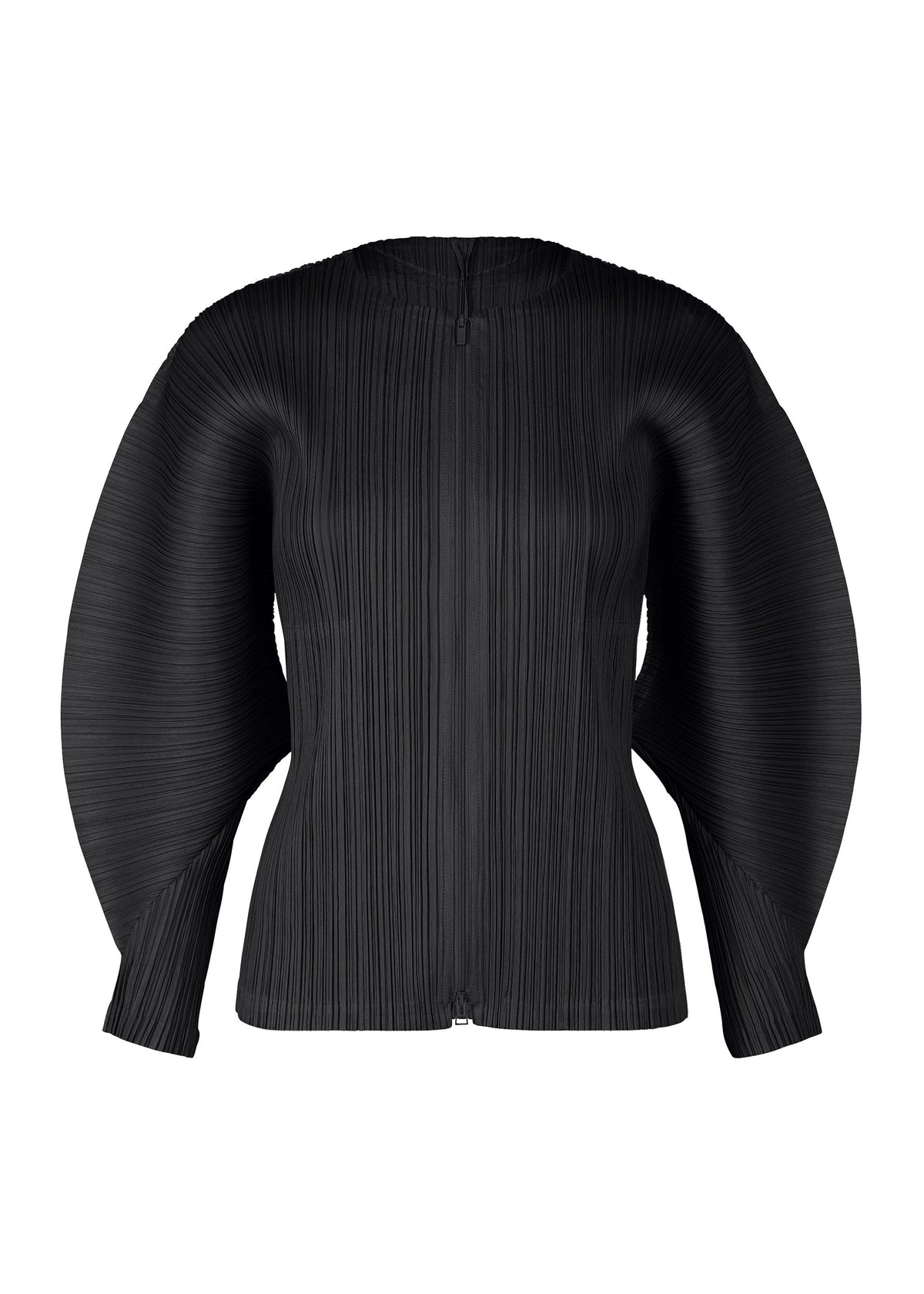 A product shot of the PLEATS PLEASE ISSEY MIYAKE MONTHLY COLORS APRIL jacket in black (15).