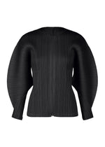 A product shot of the PLEATS PLEASE ISSEY MIYAKE MONTHLY COLORS APRIL jacket in black (15).