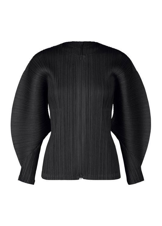 A product shot of the PLEATS PLEASE ISSEY MIYAKE MONTHLY COLORS APRIL jacket in black (15).