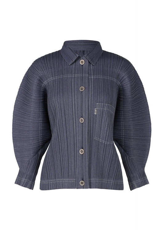 A product shot of the PLEATS PLEASE ISSEY MIYAKE COTTON DENIM jacket in navy (75).